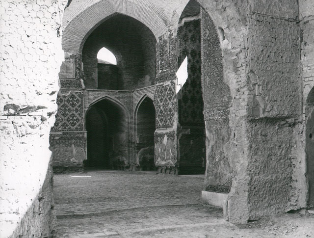 Interior view, looking across the prayer hall to the left corner of the entrance