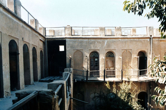 View from second story into courtyard, before restoration