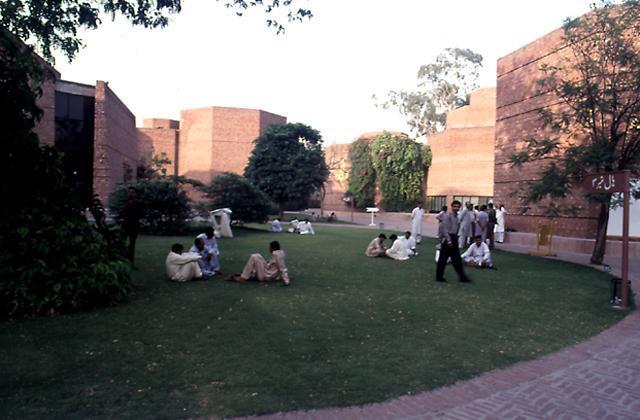Courtyard with men sitting down
