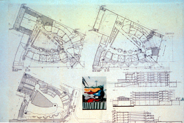 Plans, sections, rendered drawing