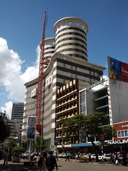 Exterior view from Kimathi Street looking north, with telecommunication mast seen on the front elevation