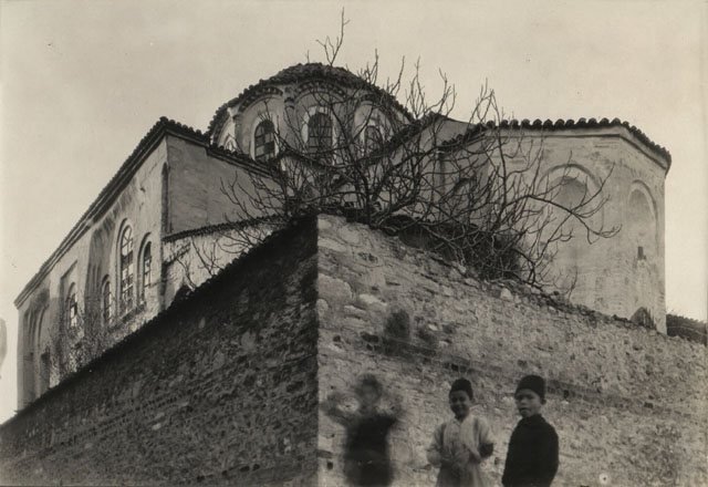 Eski Imaret Mosque - Exterior view from southeast, with children