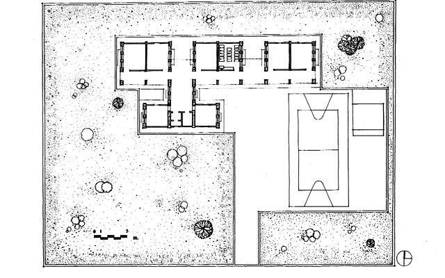 B&W drawing, site plan, As Suwayda' Elementary School