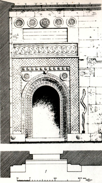 Reconstructed elevation and section of entry portal