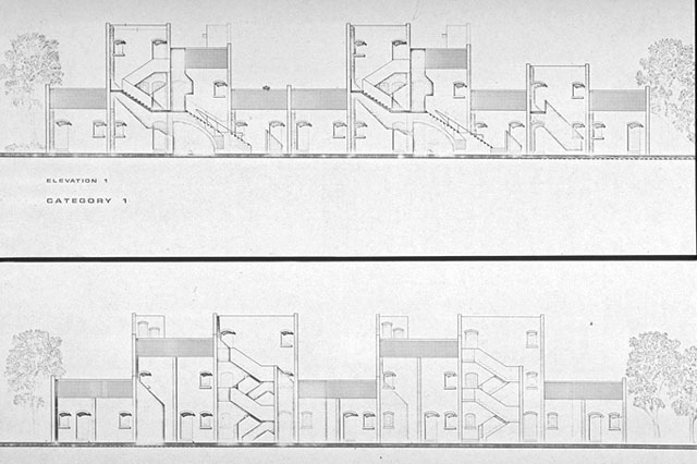 Anguri Bagh Housing - <p>B&amp;W drawing, elevations</p>