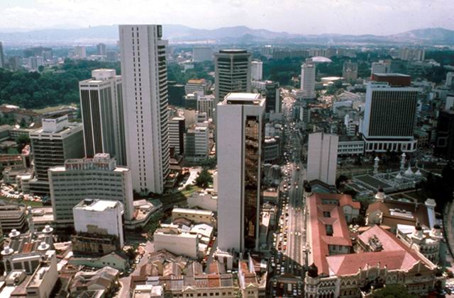 Kuala Lumpur city center with Masjid Jamek at far right