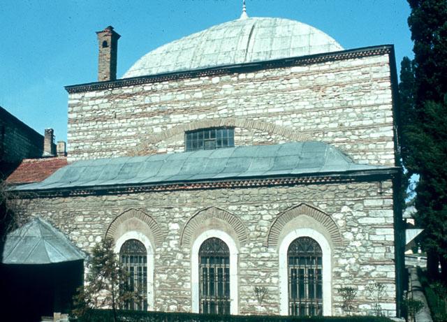 The Ağalar Mosque - Exterior view of the Mosque of the Aghas (Agalar Camii) in the Third Court,  showing enclosed portico to the west