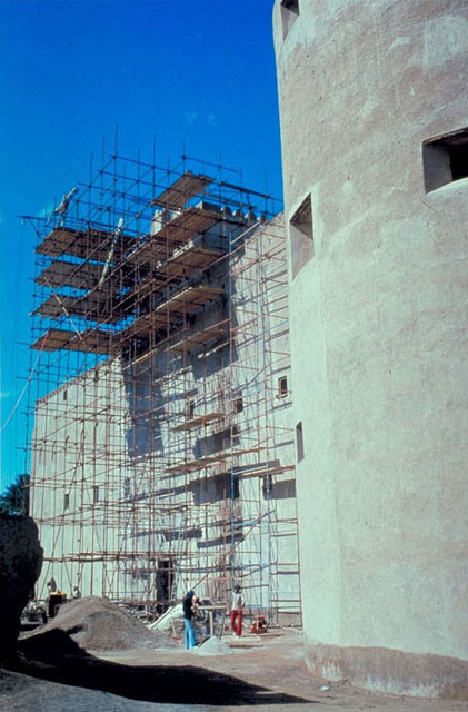 Jabrin Castle Restoration - Main façade, during reconstruction