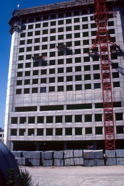 Exterior view showing construction process