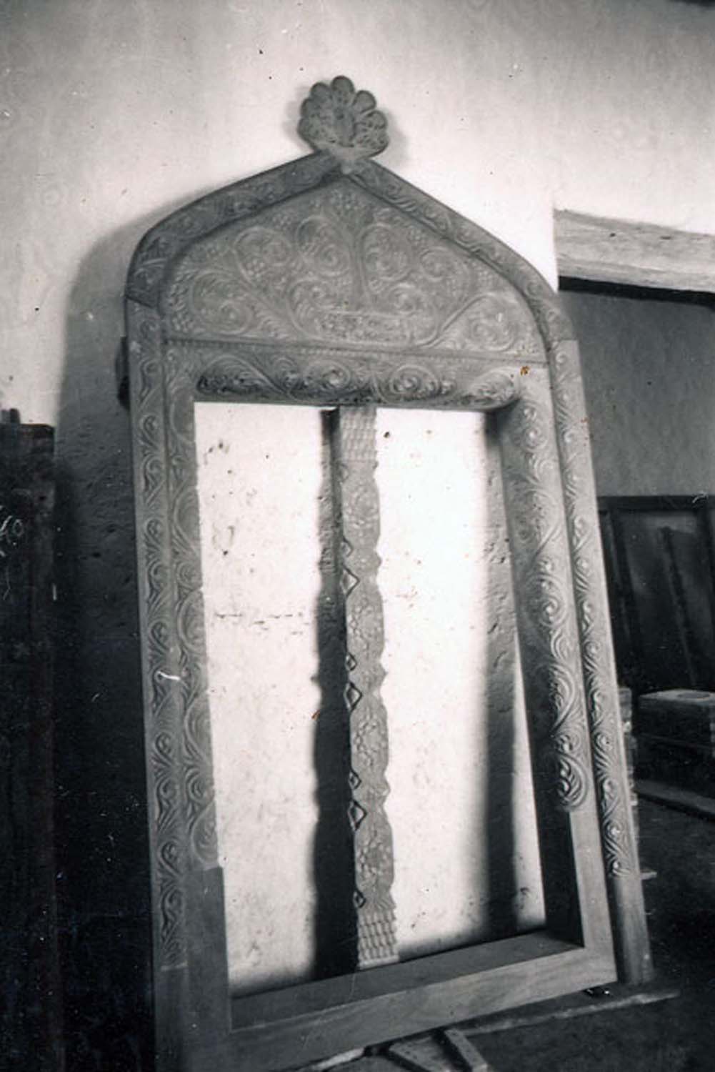 View of newly carved Swahili door