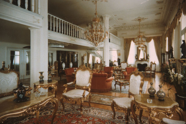 Özkan Yali Reconstruction - Interior view showing gilded furniture in receptions area