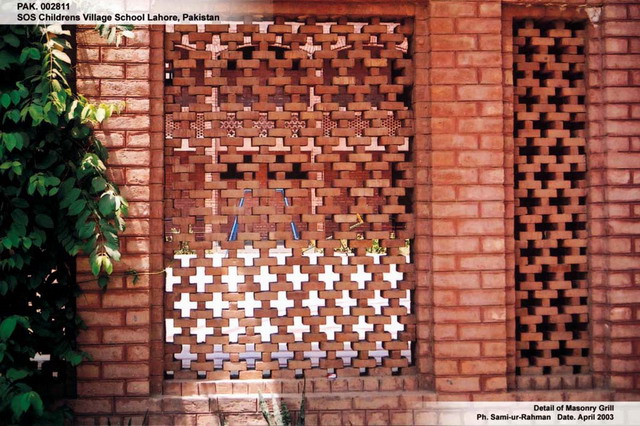 Detail of masonry lattice on window