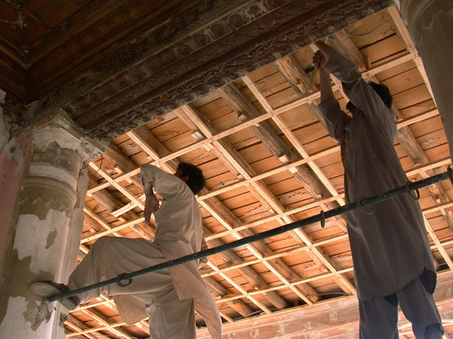 Interior view, showing restoration of verandah ceiling