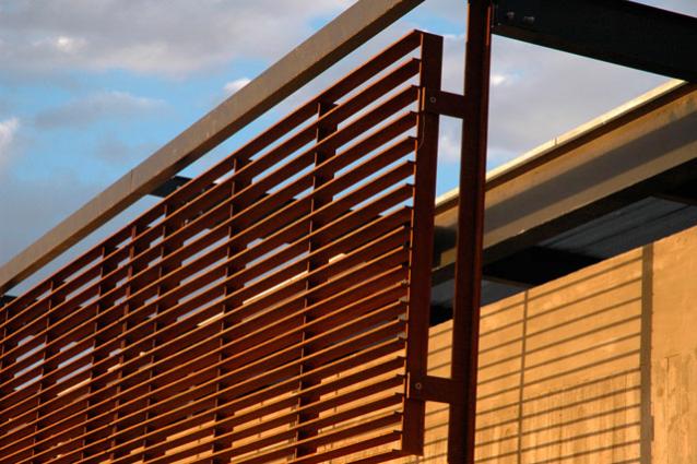 Detail view: weathering steel brise-soleil