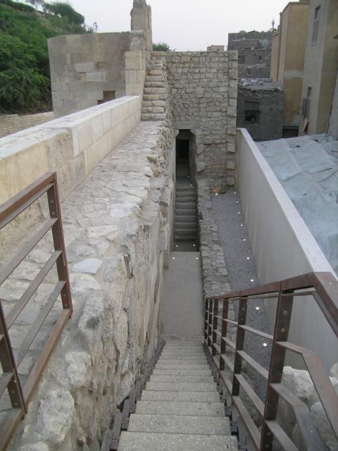View from Historic Wall into Bab al-Mahruq which connects Al Azhar Park to Darb al-Ahmar