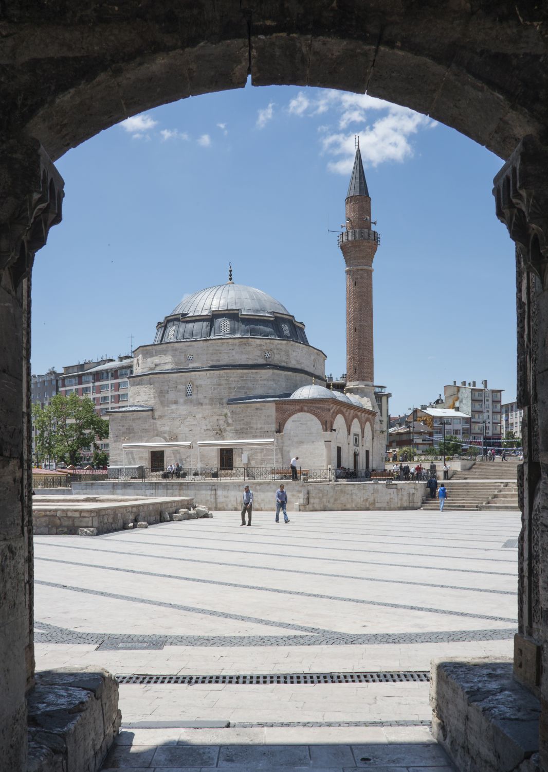 Exterior view from the west, taken within the entrance portal to Buruciye Medresesi.
