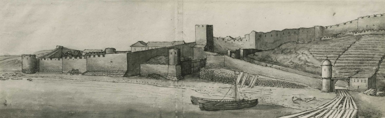 <p>Drawing of the Tangier city walls in 1669</p>
