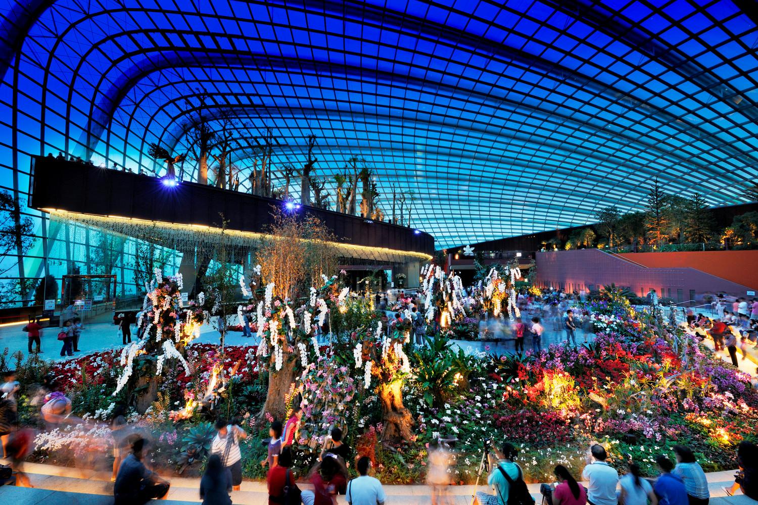 Flower dome at night