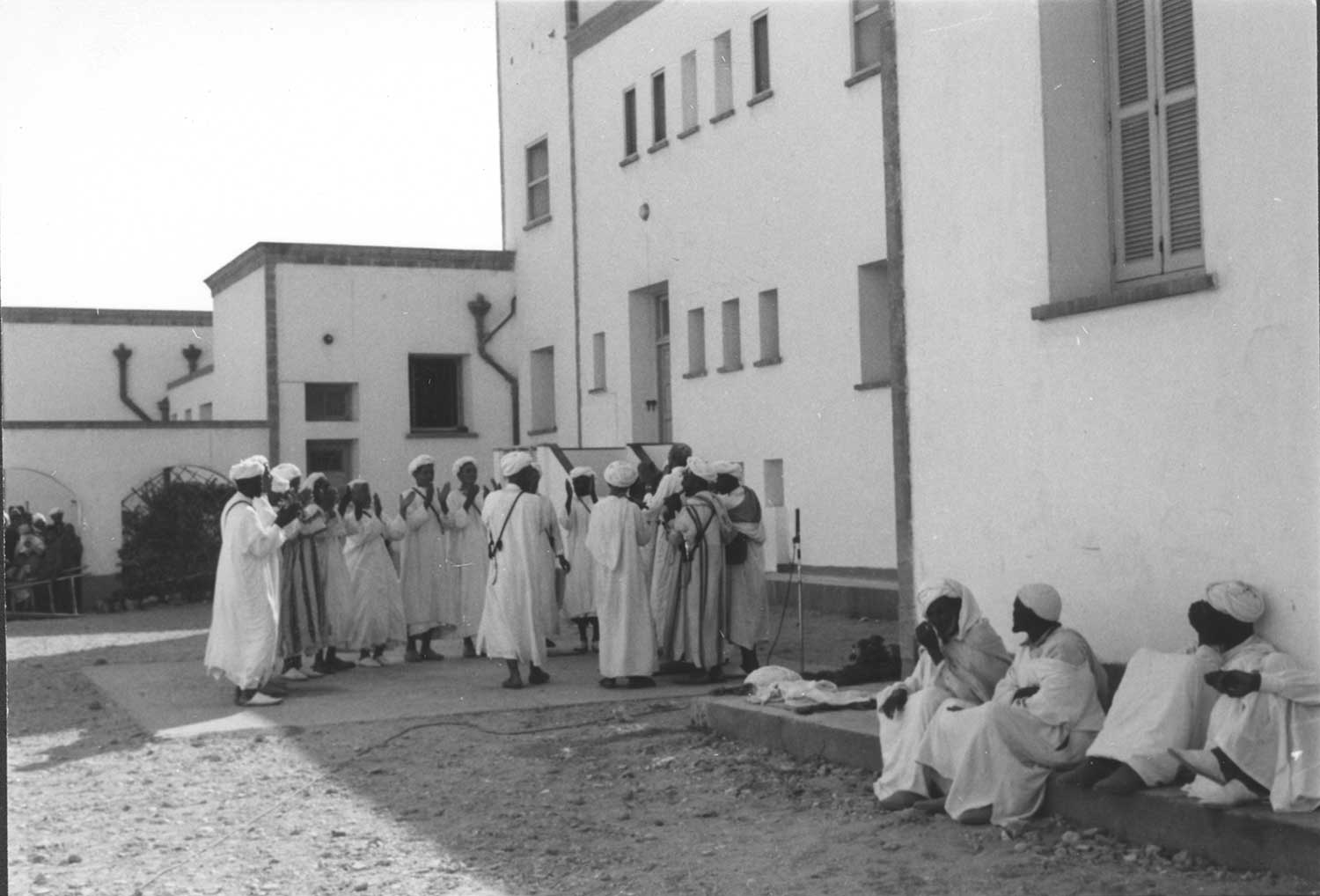 Performers group together in Essaouira, Morocco