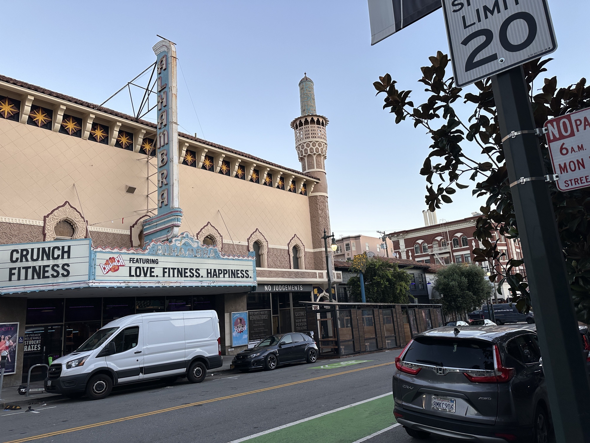 Alhambra Theatre (San Francisco) - <p>View toward the southwest corner from across Polk Street</p>