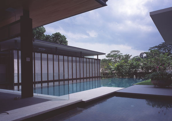 Andrew Road House - View overlooking the pool towards the study and secondary living area