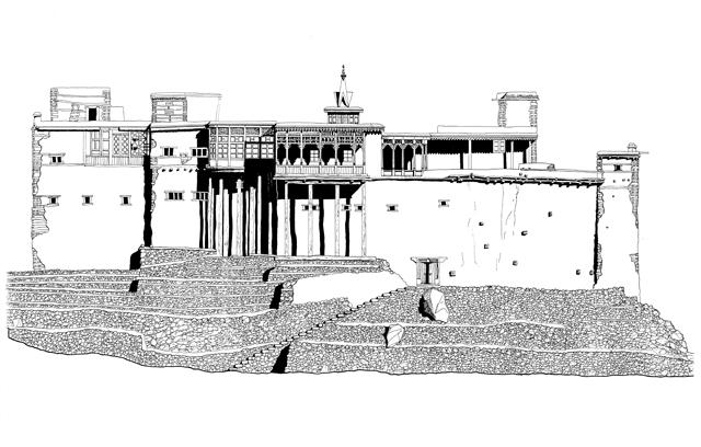 Baltit Fort Restoration - Drawing, west elevation