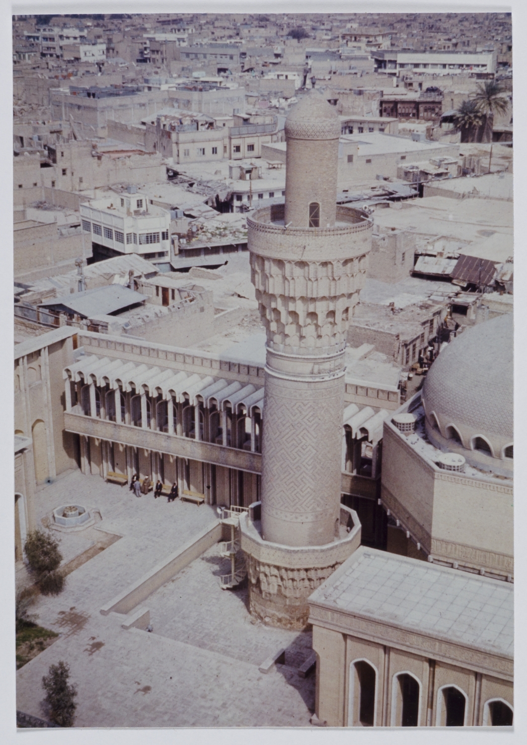 Suq al-Ghazl Minaret - Bird's-eye view of courtyard with minaret and riwaq
