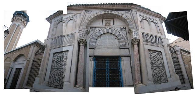 Masjid Hammuda Pasha - Composite view of street elevation of tomb at the southern corner of mosque