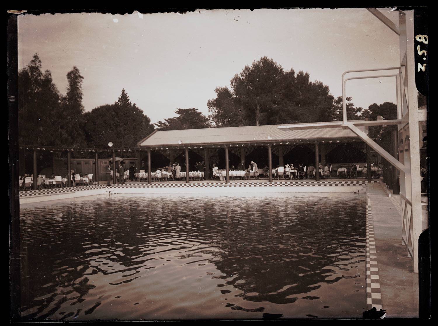 View of the swimming pool, probably at Villa Harris