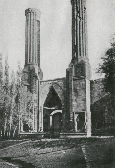 Exterior view from north, portal with minarets