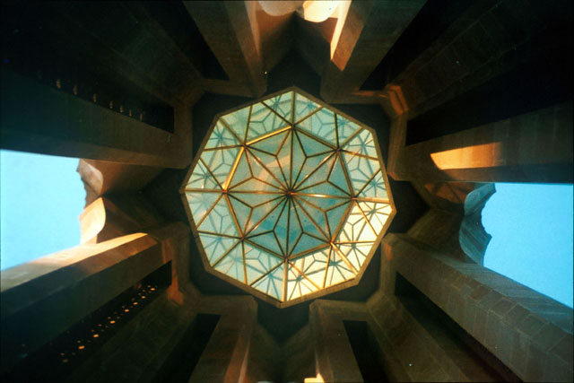 Interior view into monument's glazed dome