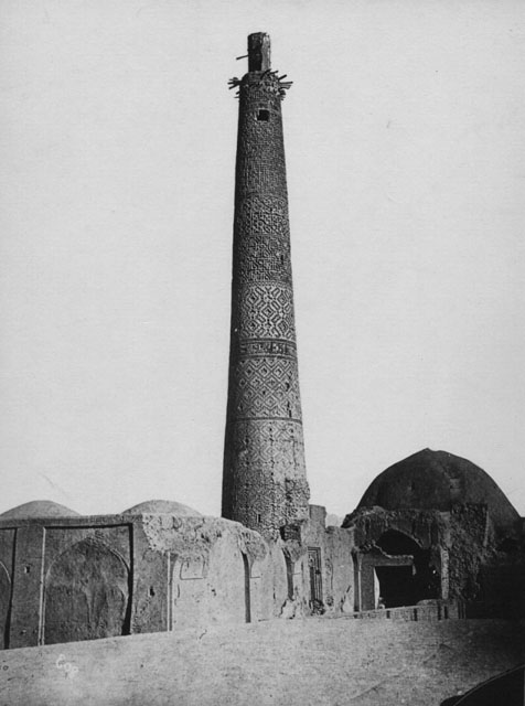 Exterior view of the minaret before restoration