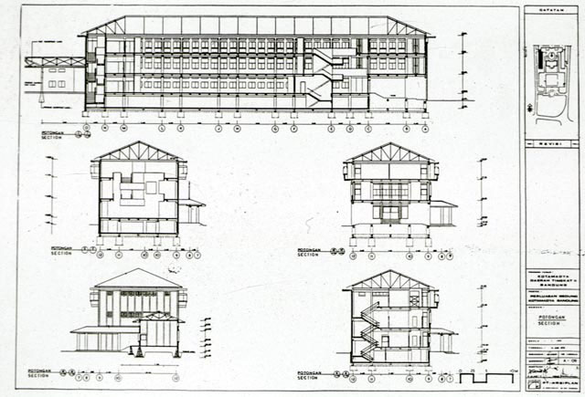 B&W drawing, cross-sections