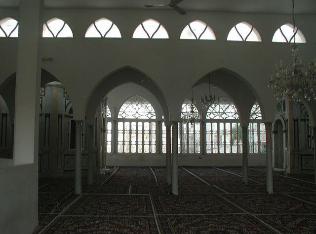 interior of the mashhad building with a view of two of the tomb structures