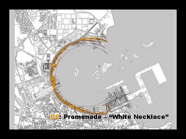 Plan highlighting the promenade