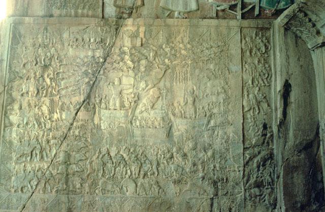 Equestrian Group: General view of the left relief panel depicting royal boar hunting