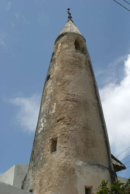 Exterior view looking up minaret