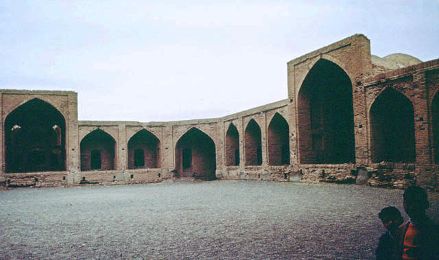 Courtyard view showing corner with two iwans