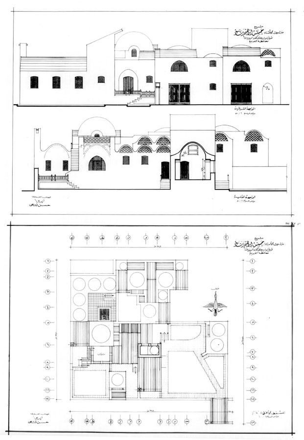 East and south elevations, design drawing roof plan