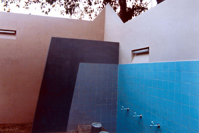 Exterior detail of tiled ablutions area