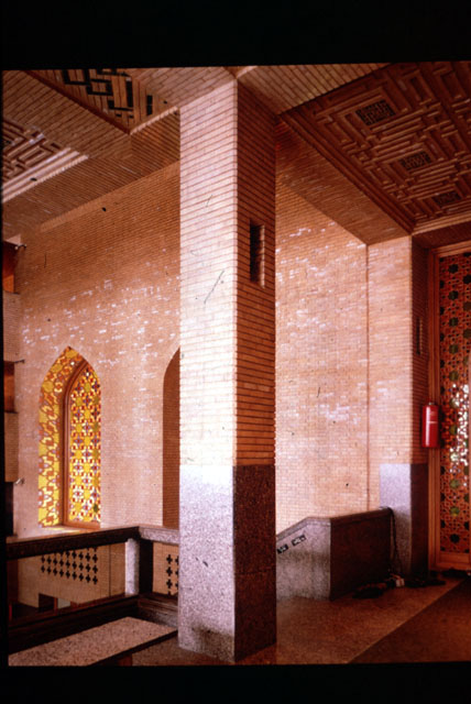 Interior, prayer hall, detail of load-bearring column
