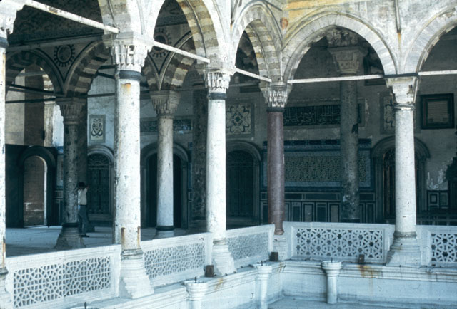 The Fourth Court - Marble and porphyry columns in the colonnade of the Pavilion of the Blessed Mantle in the Fourt Court