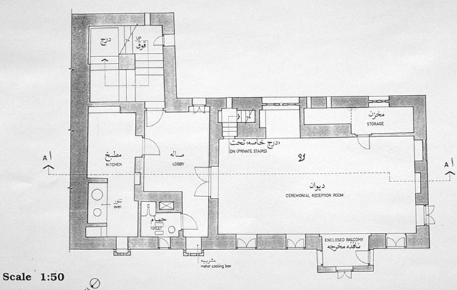 B&W drawing, fourth floor plan
