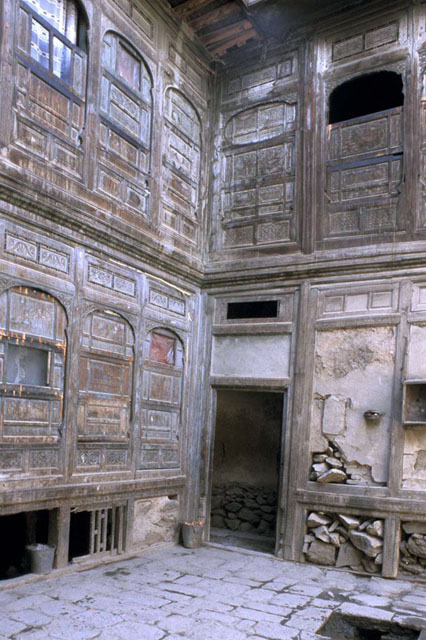 Vernacular Housing of Kabul - Zaman House, carved wooden façades of courtyard