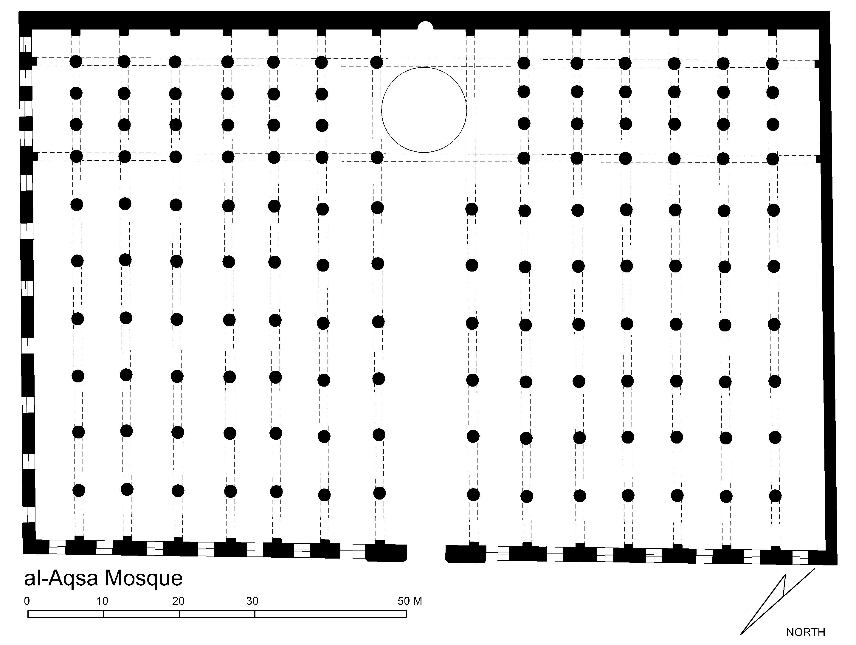 Jami' al-Aqsa - Floor plan of mosque in AutoCAD 2000 format. Click the download button to download a zipped file containing the .dwg file. 