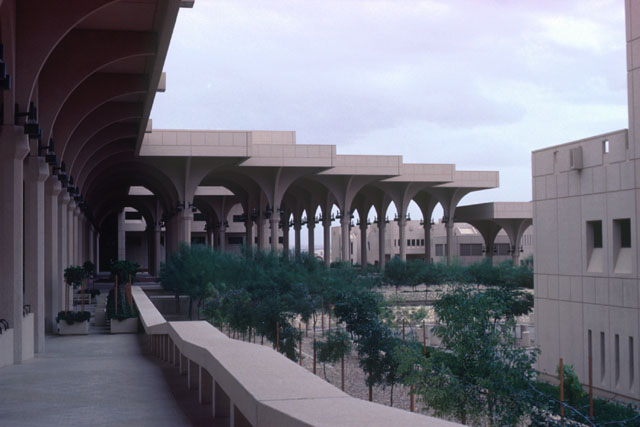 Exterior view showing walkway to covered meeting area