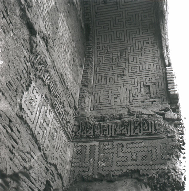 View of Mausoleum of Ghiyath al-Din Sam, prior to reconstruction, showing detail of niche