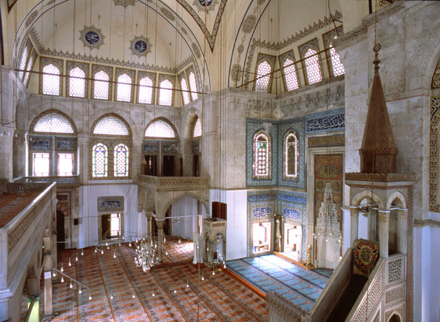 Muradiye Külliyesi - Interior with from west gallery looking towards royal lodge at southeast corner