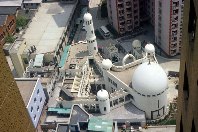 Aerial view showing placement of domes and courtyard