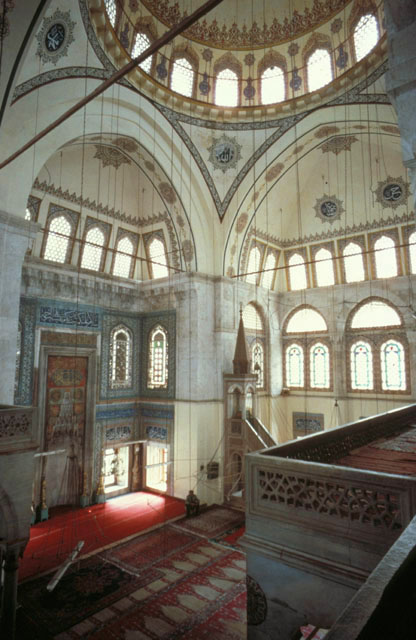 Muradiye Külliyesi - Interior view looking southwest towards mihrab and minbar